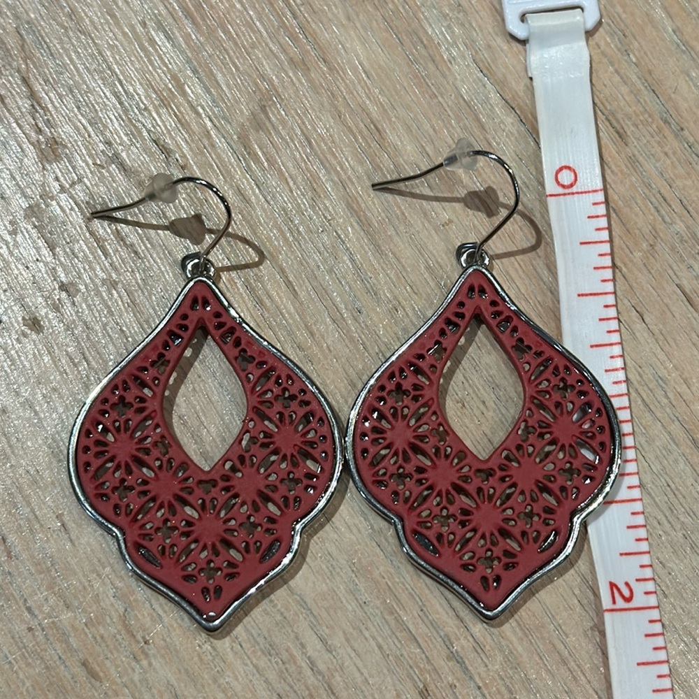Charming Charlies Red and Silver Earrings